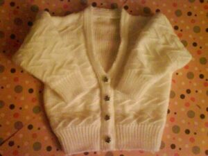 Slip stitch childs V neck cardigan